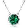 Beyond Love Crown Pendant Necklace 14K White Gold Plated Dainty Silver Chain Choker 2.25 Ct 5A Cubic Zirconia 12 Month Birthstone Necklace for Women Girl Jewelry Gift 18”