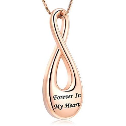 8 shape Memorial Keepsake Ashes Urn Pendant Necklace,Forever In My Heart,Cremation Jewelry for Pet/Human