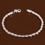 Greendou Fashion Jewelry 925 Sterling Silver 4 mm Twisted French Rope Chain Bracelet Size 8 inches