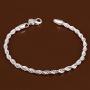 Greendou Fashion Jewelry 925 Sterling Silver 4 mm Twisted French Rope Chain Bracelet Size 8 inches