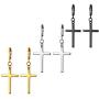 3 Pairs Cross Earrings for Men Women - Stainless Steel Hoop Dangle Drop Cross Earrings Silver Gold Black