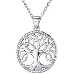 ChicSilver Women Tree of Life Necklaces, 925 Sterling Silver Celtic Knot Family Tree Yggdrasil Pendant Necklace, 18 Rolo Chain(with Gift Box)