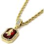 Jewel Town Mens Gold Angel & P Ruby Bundle Set Cz Pendant Hip Hop 24'' & 30'' Rope Chain D463
