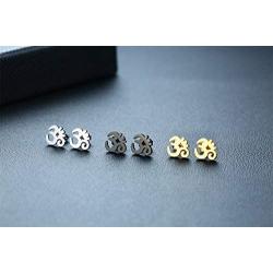 Unisex Buddha Namaste Ohm Om Aum Sanskrit Symbol Stud Earrings Stainless Steel Hindu Yoga Ear Plugs