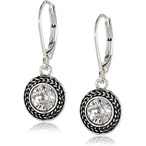 COYOTE''Color Declaration'' Silver-Tone Aqua Swarovski Stone Lever-back Drop Earrings COYOTE''Color Declaration'' Silver-Tone Aqua Swarovski Stone Lever-back Drop Earrings