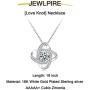 Jewlpire Love Knot Necklace for Women - 18K White Gold Plated Sterling Silver Cubic Zirconia Pendant Necklace - Best gift for your lover