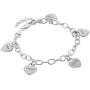 MyNameNecklace Personalized Link Bracelet with Engraved Dangle Heart Shape Charms Sterling Silver 925 or Gold Plating - Custom Made Mothers Jewelry Gift