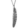 PZ Paz Creations 925 Sterling Silver Pendant Necklace For Men | Feather Textured Design With 22'' Italian Rolo Chain | Hypoallegenic Made In Israel