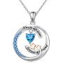 DAOSHANG 925 Sterling Silver 2 Stars Friendship Sister Round Pendant Necklace for Women, Best Friend Jewelry