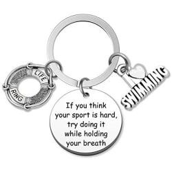G-Ahora Swimmer Keychain If You Think Your Sport is Hard Try Doing It Holding Your Breath Swim Team Gift Swimming Lover Jewelry(KR Hold Breath)