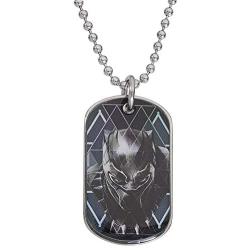 Marvel Black Panther Mens Stainless Steel Dog Tag Pendant, 20''