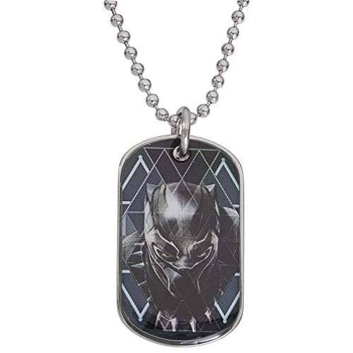 Marvel Black Panther Mens Stainless Steel Dog Tag Pendant, 20''