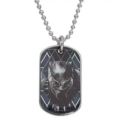 Marvel Black Panther Mens Stainless Steel Dog Tag Pendant, 20''