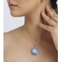 YoTreasure 1.69'' Larimar Solid 925 Sterling Silver Chain Pendant Jewelry