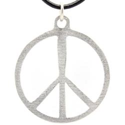 Trilogy Jewelry Pewter Classic Peace Sign 60s Hippie Pendant on Leather Necklace