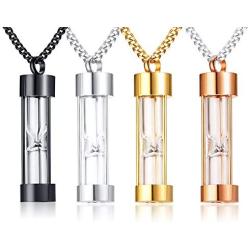 VNOX Memorial Jewellery Stainless Steel Glass Hourglass Shapes Urn Cremation Pendant Necklace,Gold Plated