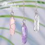 Yaomiao 3 Pieces Crystal Necklaces, Quartz Pendant Energy Healing Crystal Necklace Natural Hexagonal Gemstone Pendant for Women Girls