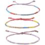 KELITCH 3 Pcs Colorful Mixed Seed Bead Friendship Link Bracelet Handmade Fashion Jewelry Bangles Strand Bracelet for Women Girl