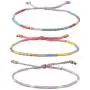 KELITCH 3 Pcs Colorful Mixed Seed Bead Friendship Link Bracelet Handmade Fashion Jewelry Bangles Strand Bracelet for Women Girl