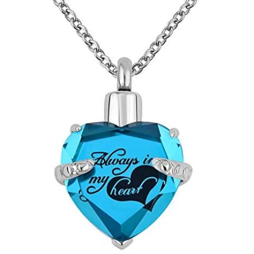 ShinyJewelry Always in My Heart Urn Necklace for Ashes Memorial Keepsake Cremation Pendant