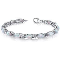 Created Opal Bracelet Sterling Silver Tear Drop 10.00 Carats