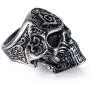 Masonic Skull Rings for Men, Stainless Steel Freemason Skull Ring, Cool Vampire Skull Ring Halloween Biker, Gothic Demon Skull Head Ring, Vintage Punk Skull Jewelry Gift for Men Boys