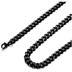 jonline24h Mens Stainless Steel Necklace Chain 18-30inches, Black, 6.5mm