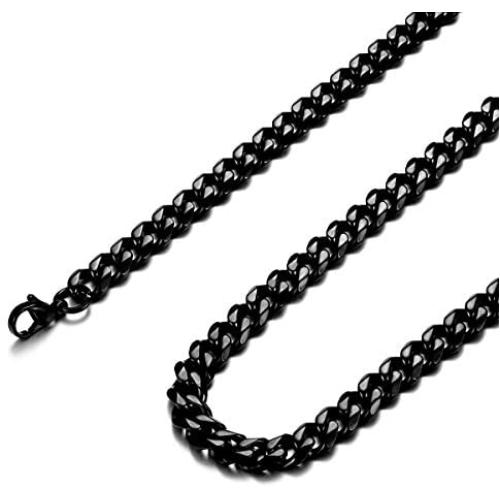 jonline24h Mens Stainless Steel Necklace Chain 18-30inches, Black, 6.5mm