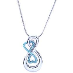 Cremation Jewelry Blue Crystal Inlay Infinite Love Stainless Steel Memorial Necklace Chains Ashes Holder Keepsake Pendant for Human Pets with Free 21''Chain Mini Funnel Fill Kits Beautiful Gift Box