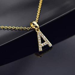 Cubic Zirconia Initial Necklace, 14K Gold Plated Dainty Personalized Name Shinning Letter Choker Necklace Gift for Women Stainless Steel Necklace Pendant Jewelry