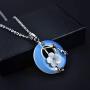Injoy Jewelry Flower Wrapped Pendant Necklace Energy Healing Crystal Round Gemstone Pendant Necklace 18'' Stainless Steel Chain