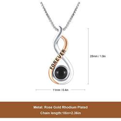 Angelady Mothers Day 100 Language of Love Necklace for Women Girls Jewelry, Rose Gold and Silve Plated Infinity Forever Pendant Necklace for Her