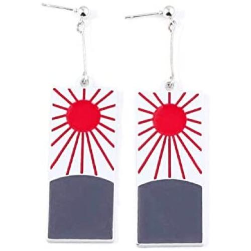 JinYu Demon Slayer Earrings Kamado Tanjirous Earrings Japanese Anime Demon Slayer Cosplay Prop Cartoon Alloy Cosplay Accessory Prop