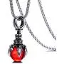 Heavstjer Punk Rock Stainless Steel Dragon Claw Pendant Crystal Ball Necklace,24inches Link Chain