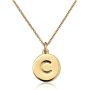 Gold Plated 925 Sterling Silver 6mm Small Disc Dainty Letter Pendant Necklace Personalized Hypoallergenic Initial Heart Engraved Jewelry Women Girls Birthday Gift