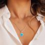 Christmas Gifts for Women Turquoise Necklace Sterling Silver Created Blue Turquoise Pendant December Birthstone Jewelry Gifts for Girls Wife Mom Grandma Her Yourself, 16+2 Inches Extender