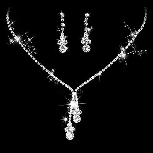 Unicra Bride Silver Bridal Necklace Earrings Set Crystal Wedding Jewelry Set Rhinestone Choker Necklace for Women and Girls (Set of 3) Unicra Bride Silver Bridal Necklace Earrings Set Crystal Wedding Jewelry Set Rhinestone Choker Necklace for Women and Girls (Set of 3)