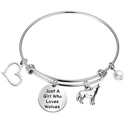 FAADBUK Funny Wolf Bracelet Animal Lover Gift Just A Girl Who Loves Wolves Jewelry Bracelet Wolf Lover Gift Wolf Jewelry