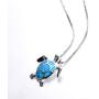 Chritmas Blue Turtle Necklace Womens 925 Sterling Silver Blue Sea Turtle Jewelry Turtle Stretching Pendant Necklace Girls Turtle Necklace 18'' Turtle Pendant Best Gift for Her