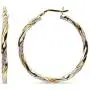 LeCalla Sterling Silver Jewelry Two Tone Light Weight Italian Design Hoop Earrings for Women