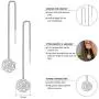 555Jewelry Womens Long Dangle Drop Dainty Flower Threader String Earrings