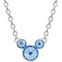 Disney Silver Plate Mickey Mouse Crystal Birthstone Necklace 18''