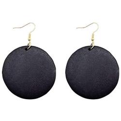 KaFu Dangle Natural Wood Teardrop Geometric Lightweight Drop Circle Earrings Stainless Steel Stud Bohemia Retro Earrings for Women Girls