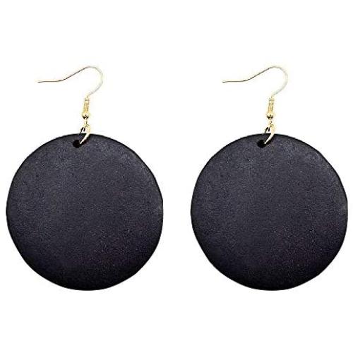 KaFu Dangle Natural Wood Teardrop Geometric Lightweight Drop Circle Earrings Stainless Steel Stud Bohemia Retro Earrings for Women Girls