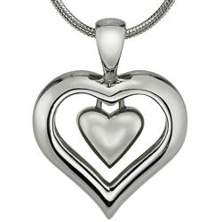 The Eternity Heart Real Rhodium Silver Finish Cremation Jewelry Urn Ashes Pendant Keepsake Memorial Necklace 20” Snake Chain