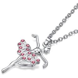 ELOI Little Girl Necklace Light Pink Ballet Recital Gifts Ballerina Dance Necklaces Girls Jewelry 16 inch