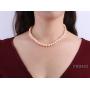 JYX 7-8mm Oval Natural White/Pink Freshwater Cultured Pearl Necklace 17''