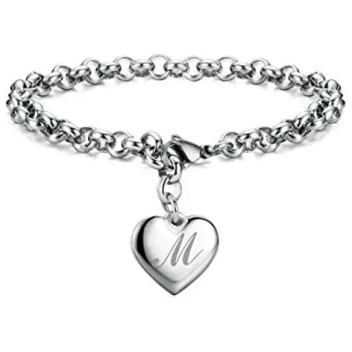 Mothers Day Gifts Initial Charm Bracelets Stainless Steel Heart 26 Letters Alphabet for Women Mothers Day Gifts Initial Charm Bracelets Stainless Steel Heart 26 Letters Alphabet for Women