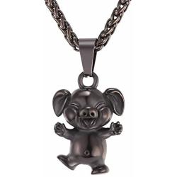 U7 Women Teen Girls Boys Cute Animal Necklace Stainless Steel/18K Gold Plated Pet Series Jewelry Pig/Dachshund/Panda Bear/Horse/Camel/Dolphin/Sheep/Turtle Pendant Necklace with Chain 22 Inch