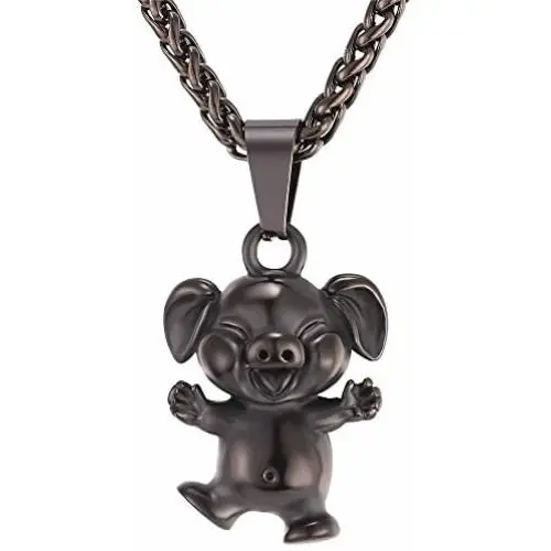 U7 Women Teen Girls Boys Cute Animal Necklace Stainless Steel/18K Gold Plated Pet Series Jewelry Pig/Dachshund/Panda Bear/Horse/Camel/Dolphin/Sheep/Turtle Pendant Necklace with Chain 22 Inch